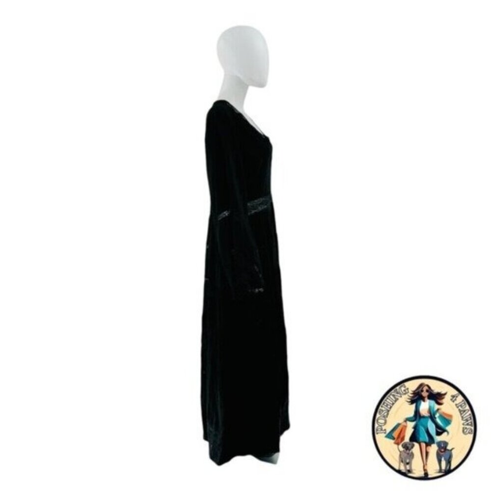 Hyacinth House NEW Lydia V Neck Black Lace Tiered Elegant Maxi Dress Size S - Picture 5 of 8